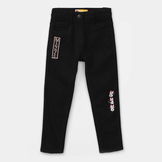 Girls Denim Stretch Pants (Mini Mouse) - Black