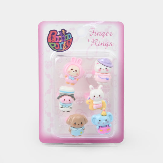 Cute Colorful Girls Ring Set | Pack of 6