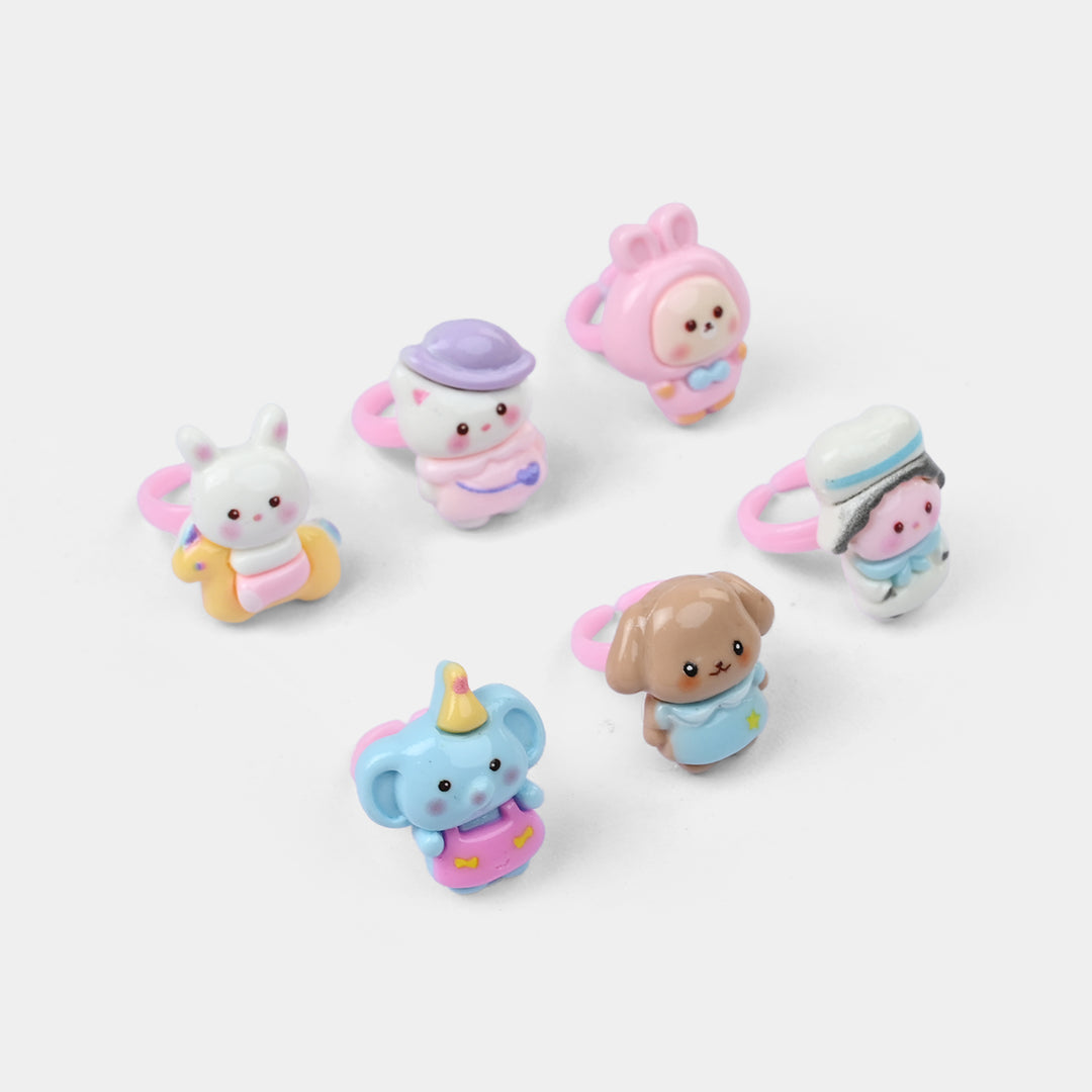 Cute Colorful Girls Ring Set | Pack of 6
