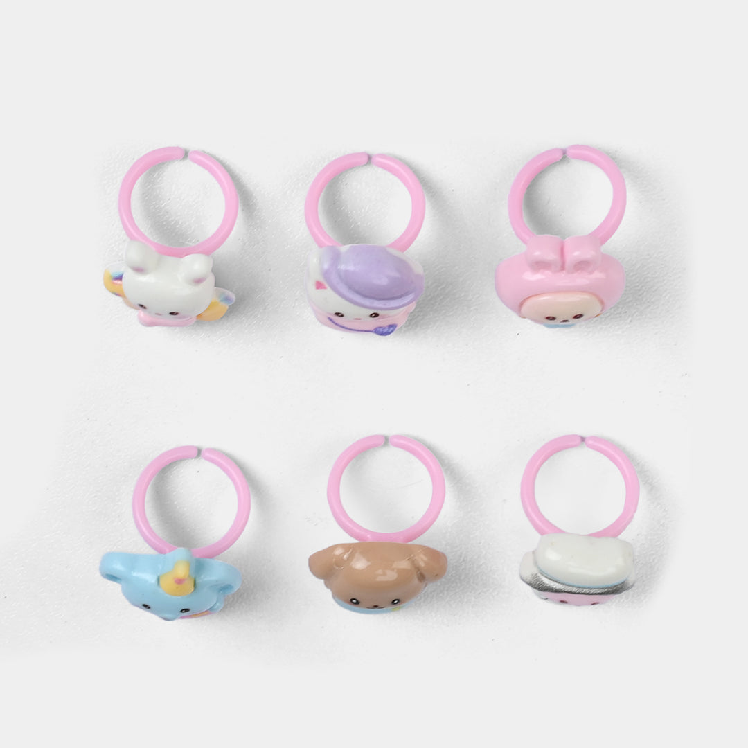 Cute Colorful Girls Ring Set | Pack of 6