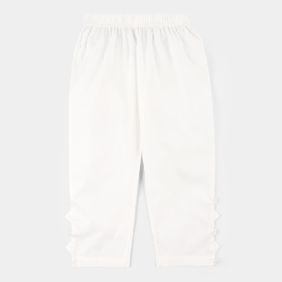 Girls Cotton Pants (Triangle) – White
