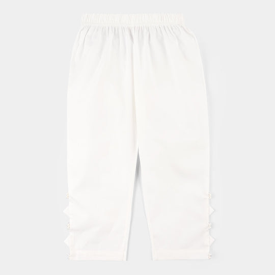 Girls Cotton Pants (Triangle) – White