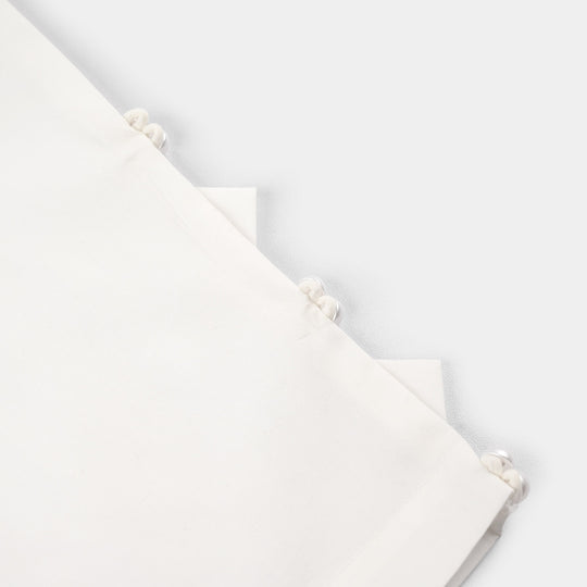 Girls Cotton Pants (Triangle) – White