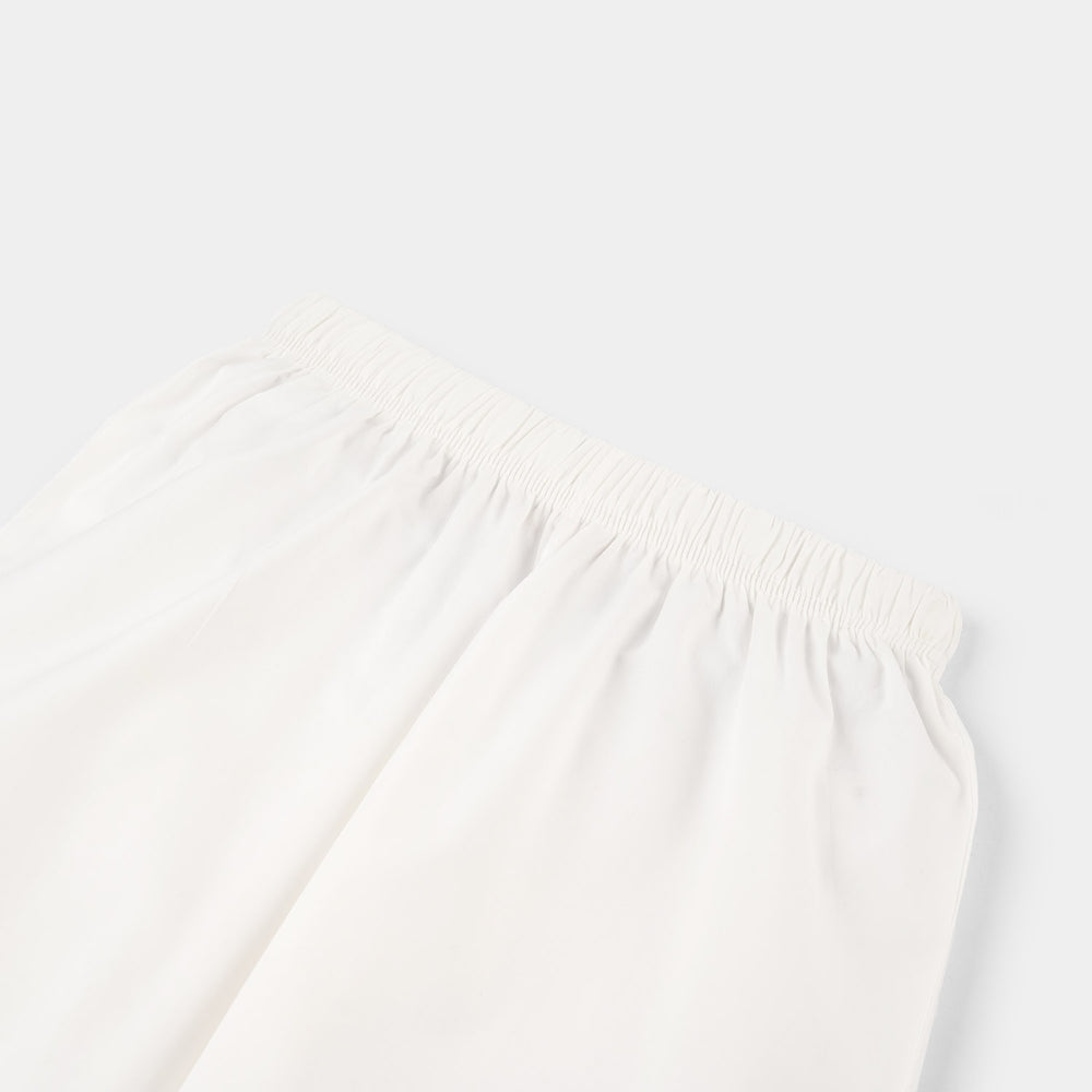 Girls Cotton Pants (Triangle) – White