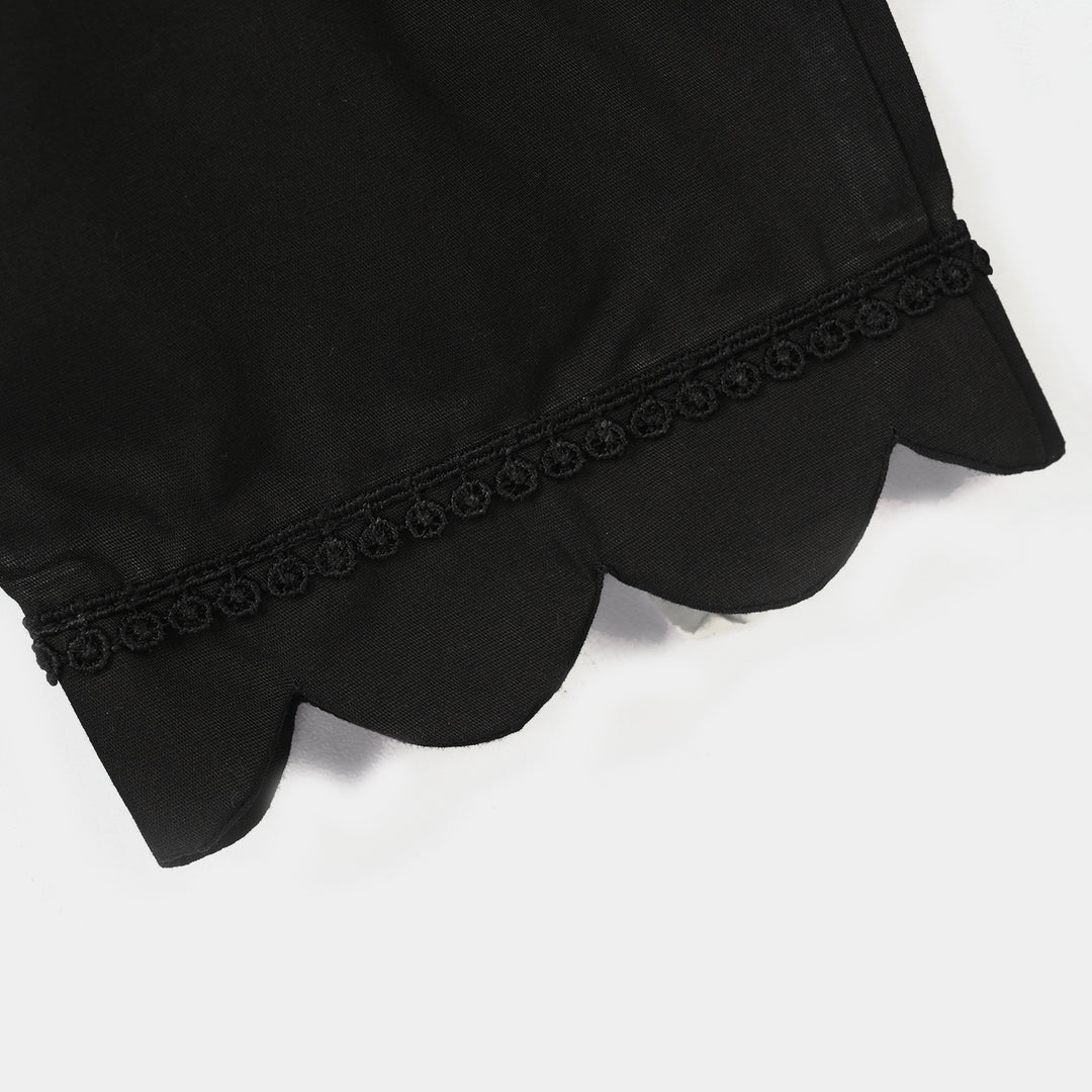 Infant Girls Cotton Pants Scallops - Black