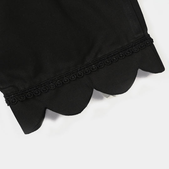 Infant Girls Cotton Pants Scallops - Black