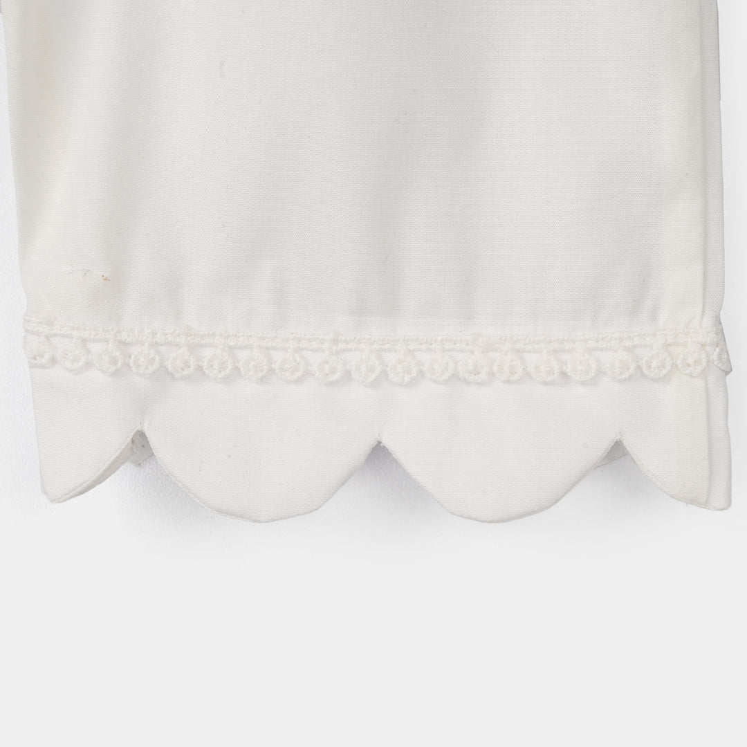 Infant Girls Cotton Pants Scallops - White