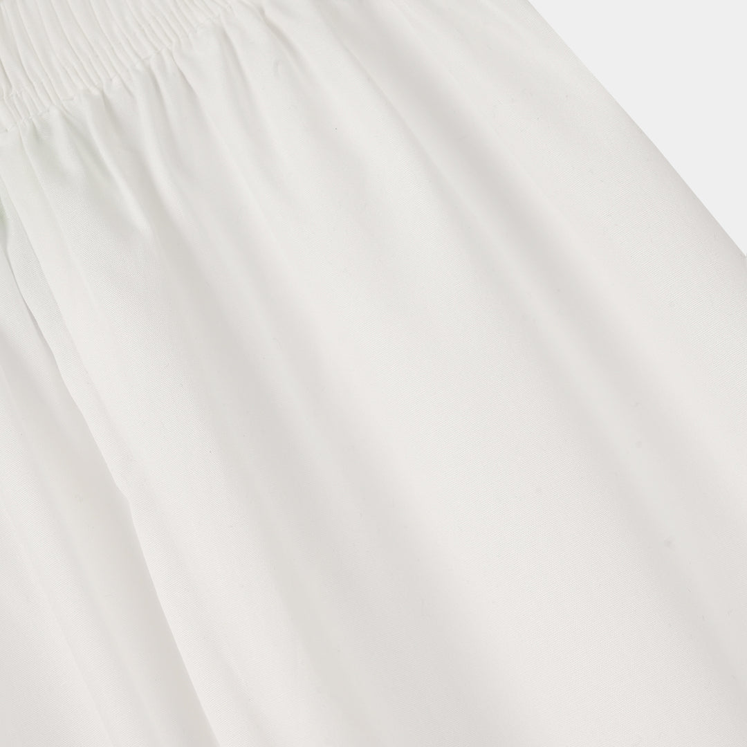 Infant Girls Cotton Pants Scallops - White