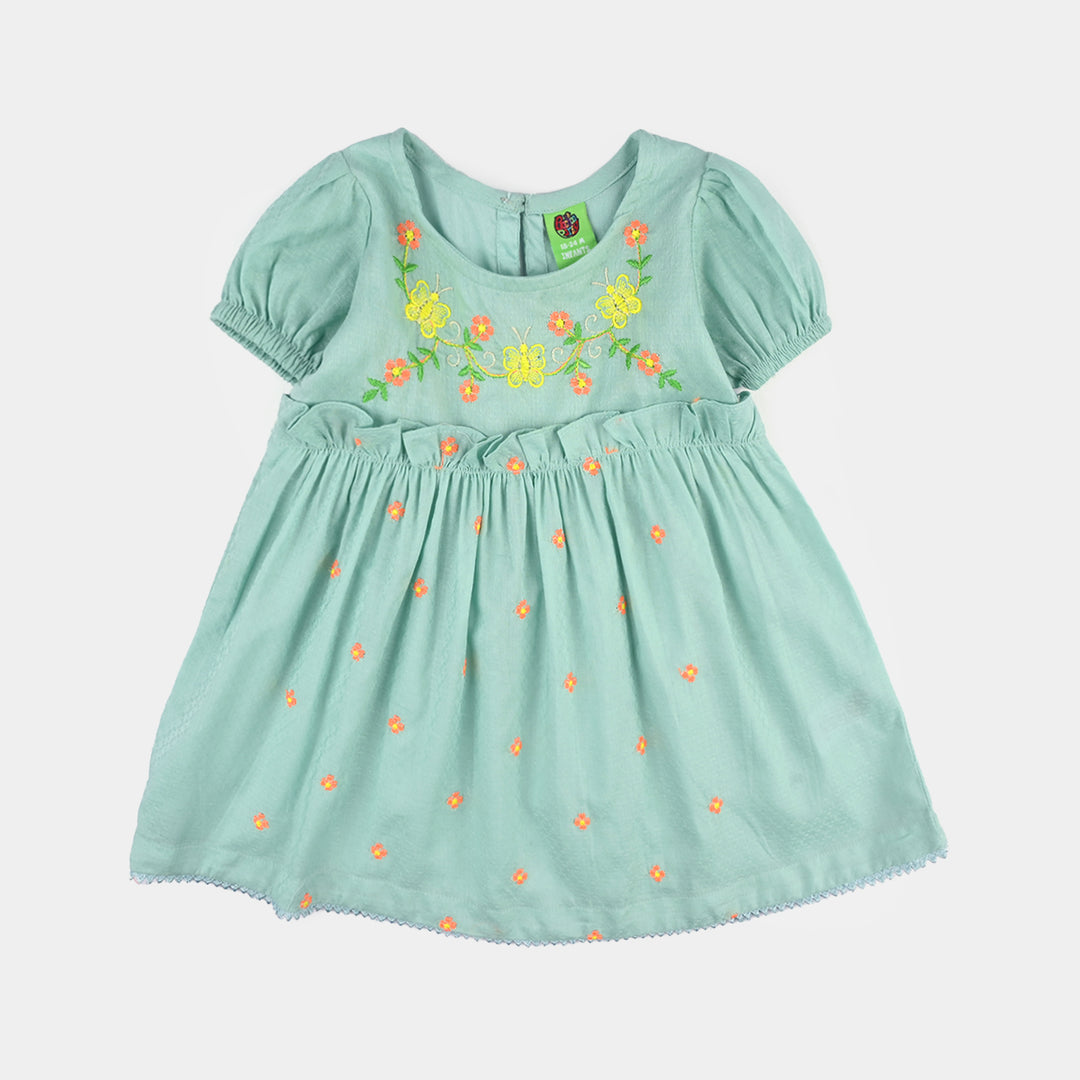 Infant Girls Jacquard Embroidered 2Pcs - Mint Green