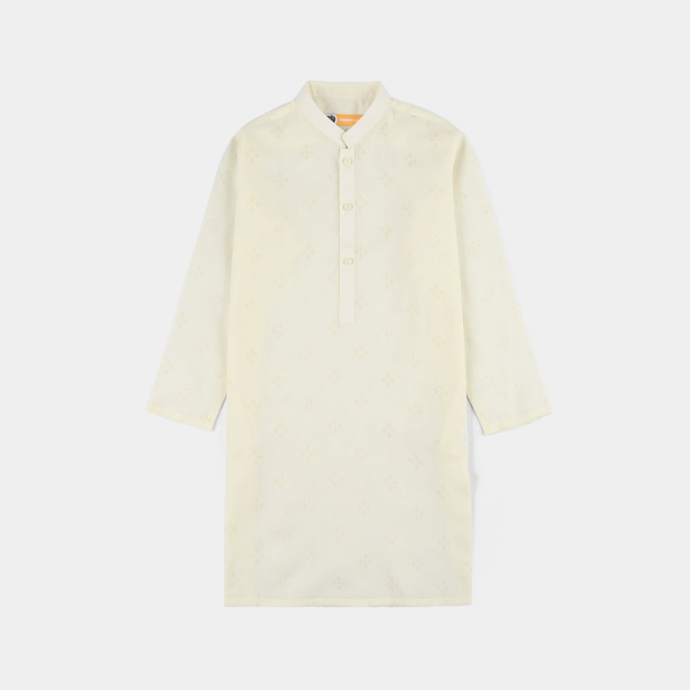 Boys Poly Viscose Basic Kurta (After Glow) - Light Yellow