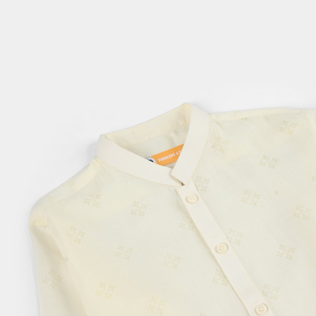 Boys Poly Viscose Basic Kurta (After Glow)-Light Yellow