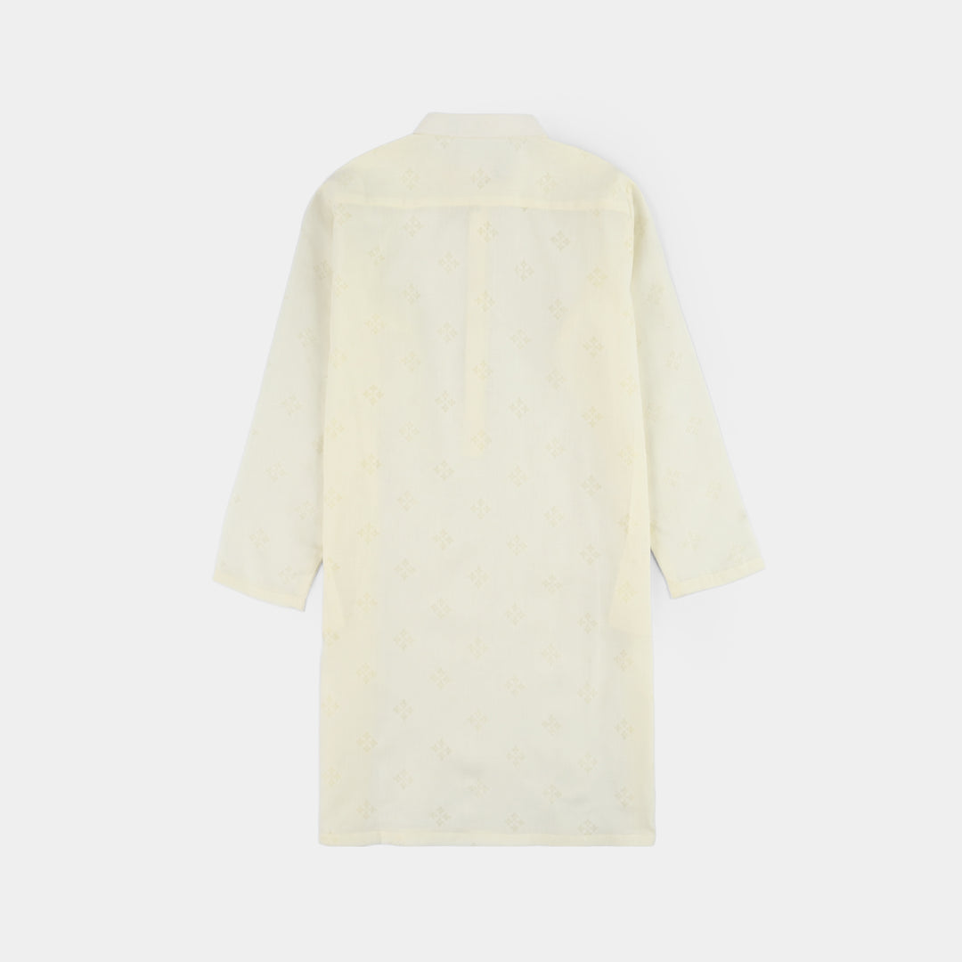 Boys Poly Viscose Basic Kurta (After Glow)-Light Yellow