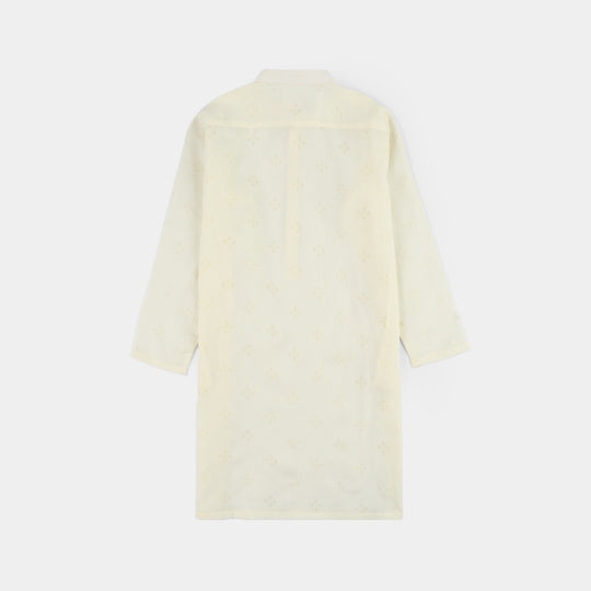 Boys Poly Viscose Basic Kurta (After Glow)-Light Yellow