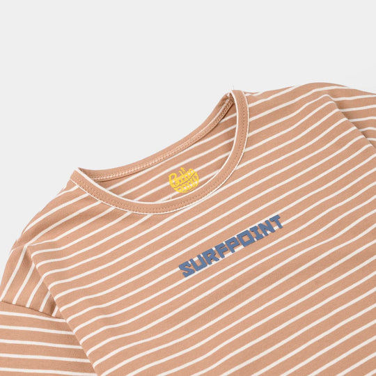 Boys Jersey/Terry T-Shirt (Surf Point) - Brown