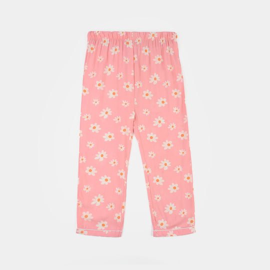 Girls Cotton Viscos Night Suit-Summer Vibes-PINK