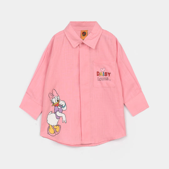 Girls Raw Silk Casual Top - Pink