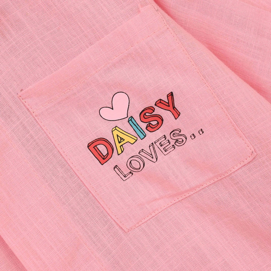 Girls Raw Silk Casual Top - Pink