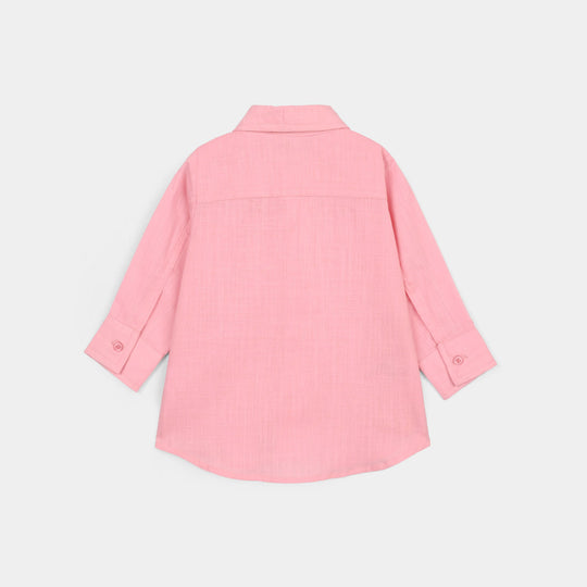Infant Girls Raw Silk Casual Top - Dusky Pink