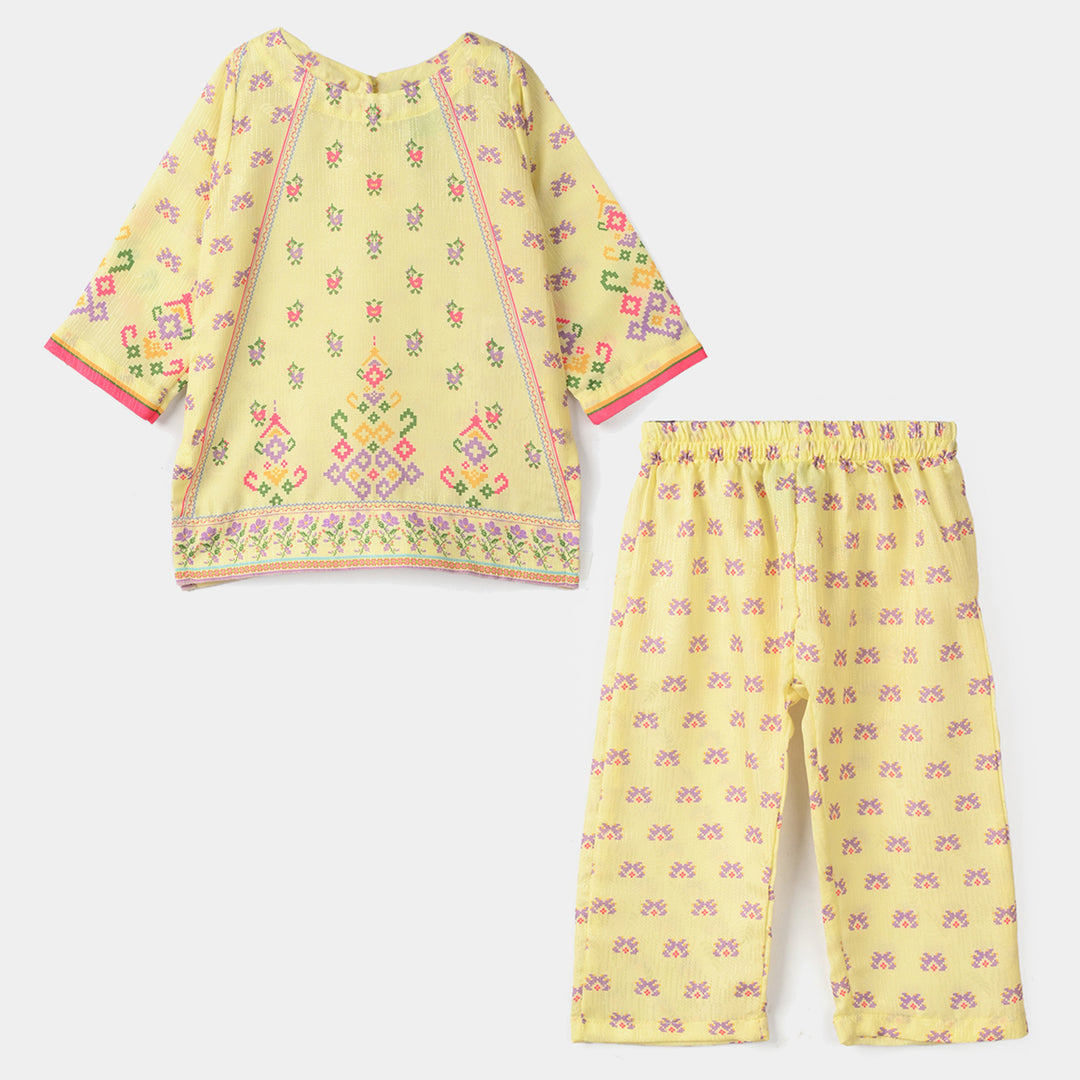 Infant Girls Jacquard Printed 2-Piece Set (Skyler) - Yellow