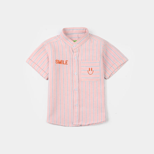 Infant Boys Yarn Dyed Shirt - Pink