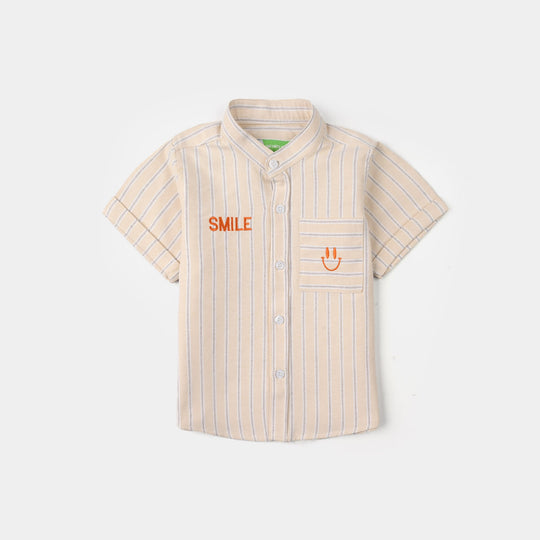 Infant Boys Yarn Dyed Shirt - Peach