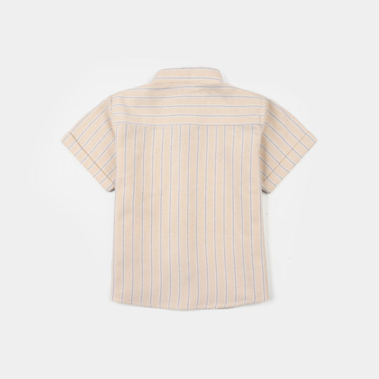 Infant Boys Yarn Dyed Shirt - Peach
