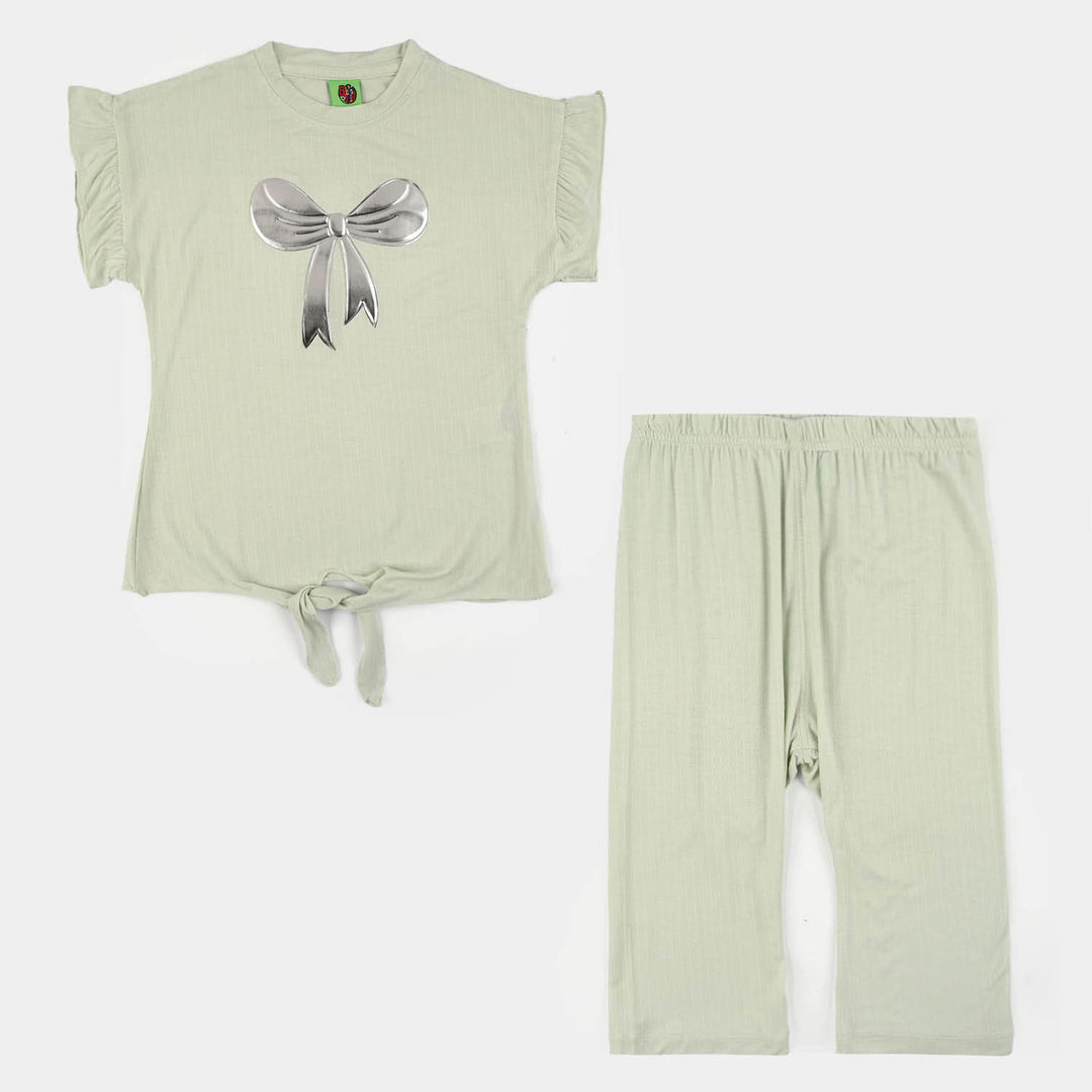 Infant Girls Poly Viscose Knitted Suit (Just A Bow) - Green