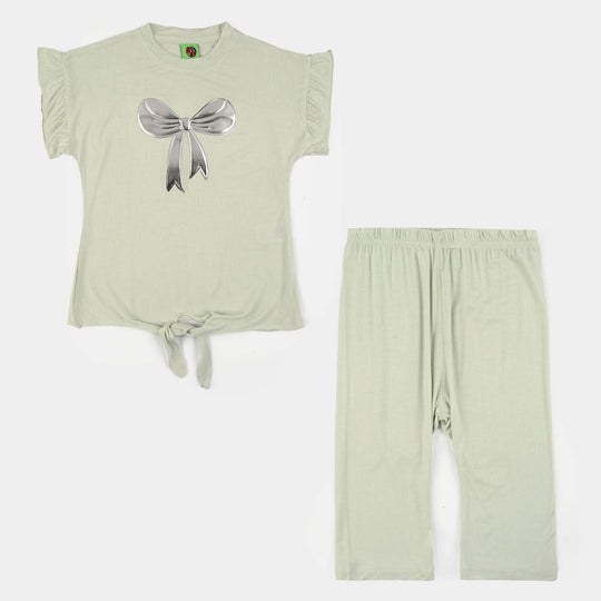 Infant Girls Poly Viscose Knitted Suit (Just A Bow) - Green