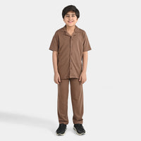 Boys Poly Jersey 2-Pc Suit - Brown