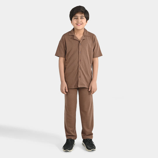 Boys Poly Jersey 2 Piece Suit MY BALANCE-BROWN