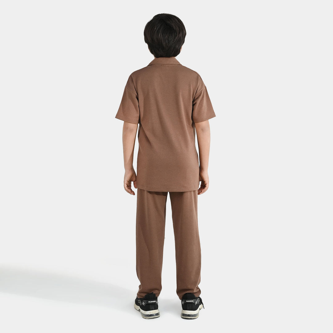 Boys Poly Jersey 2 Piece Suit MY BALANCE-BROWN