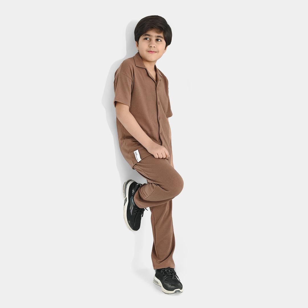 Boys Poly Jersey 2 Piece Suit MY BALANCE-BROWN