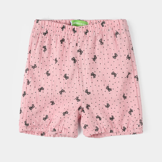 Infant Girls Poly Crinkle Shorts - Pink