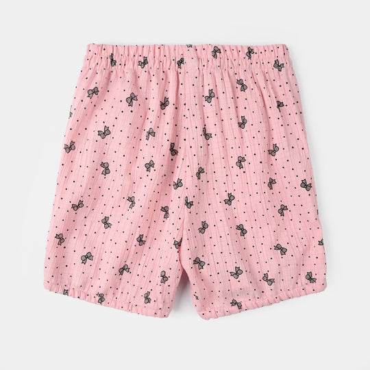 Infant Girls Poly Crinkle Shorts - Pink