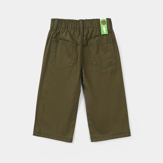 Infant Girls Cotton Twill Pants - Olive Green