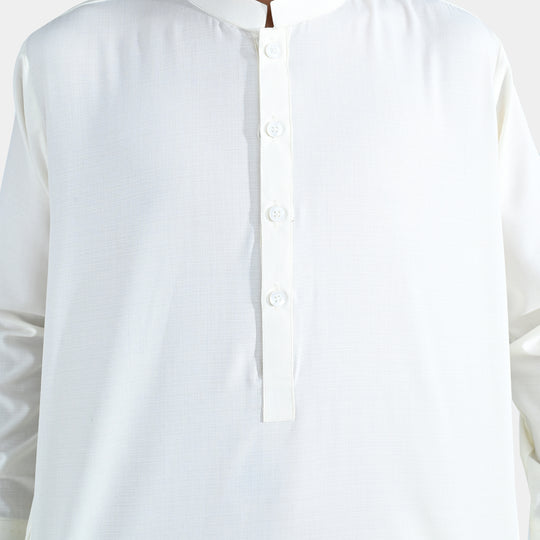 Boys Poly Viscose Shalwar Suit (Self Textured) – Off White