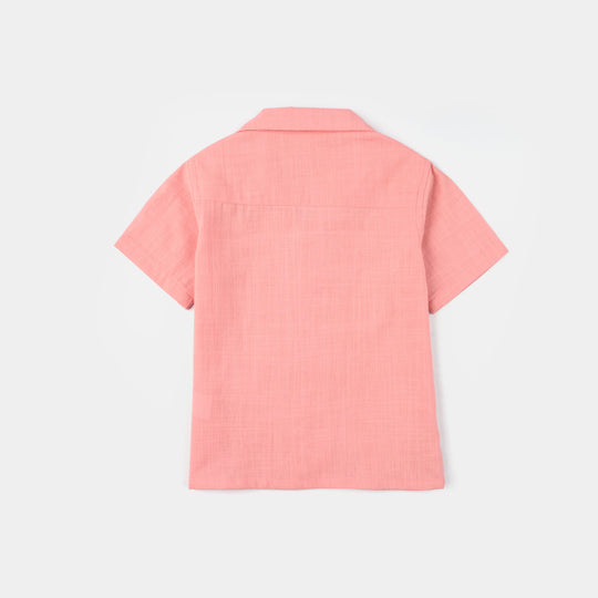 Infant Boys Yarn Dyed Shirt (Keep Going) – Light Pink