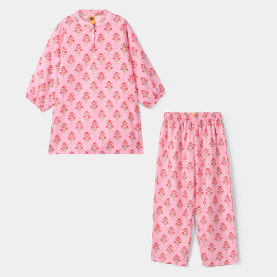 Girls Jacquard Printed 2-Pc Set (Opal) - Pink