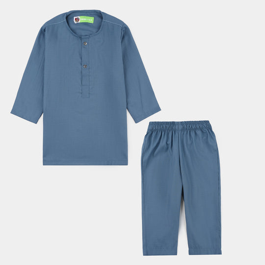 Infant Boys Poly Viscose Kurta Pajama (Dobby) - Grey
