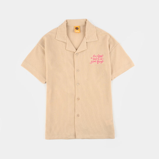 Girls Thermal Suit 2 Piece (Its A Great Time) - Brown