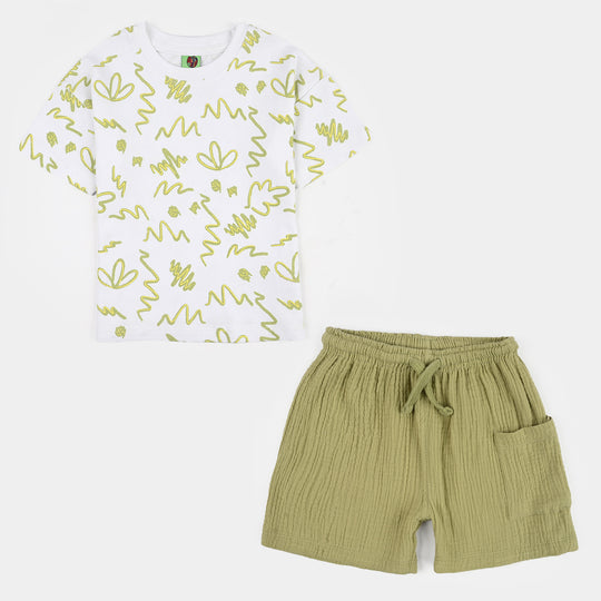 Infant Boys Knitted Suit (Splish Splash) - White/Green