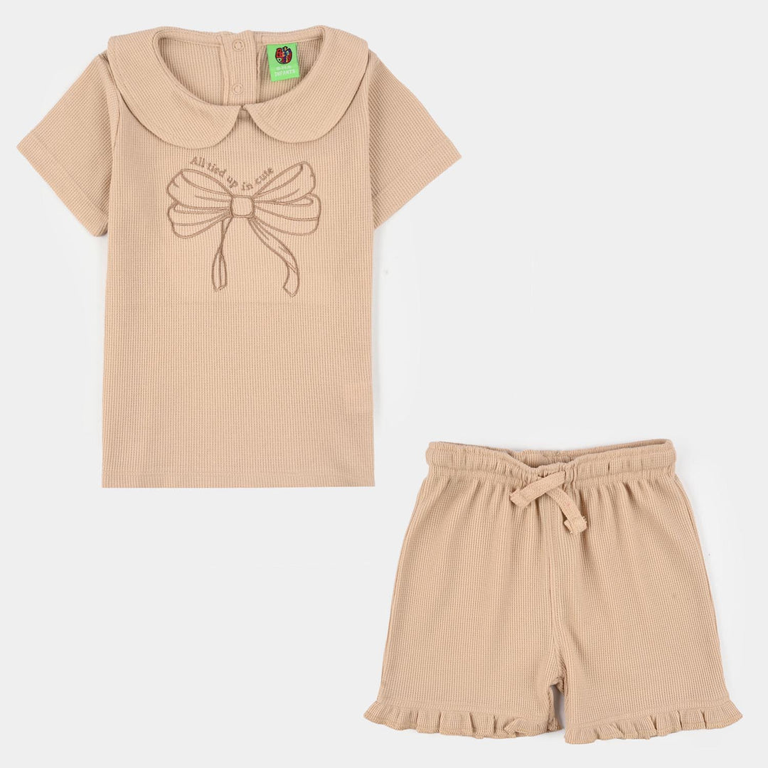 Infant Girls Thermal Knitted Suit (Tres Chic) - Brown