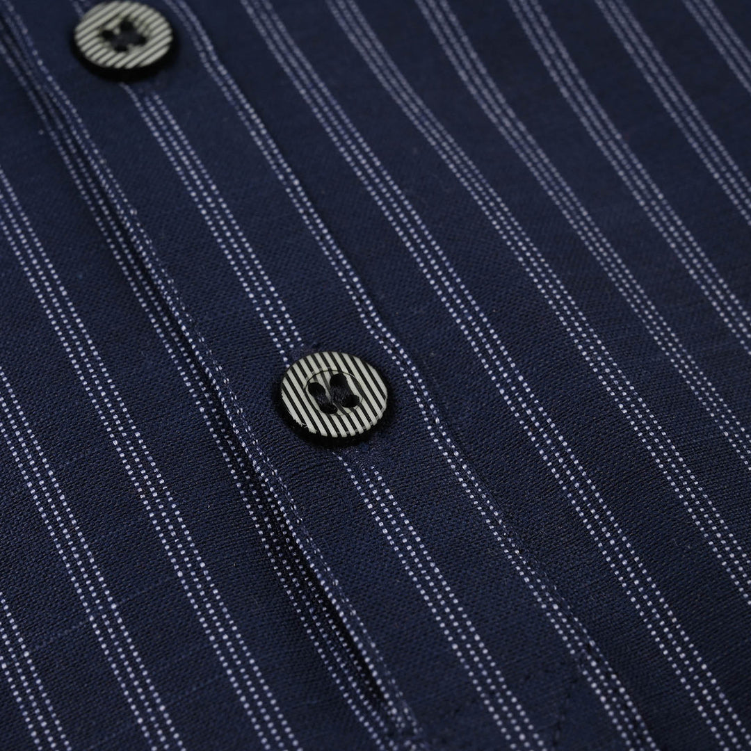 Infant Boys Cotton Jacquard Woven Romper-Dotted Indigo-NAVY