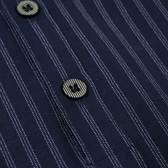 Infant Boys Cotton Jacquard Woven Romper-Dotted Indigo-NAVY