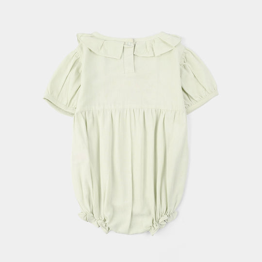 Infant Girls Cotton Woven Romper (Mini Sparkle) - Sea Green