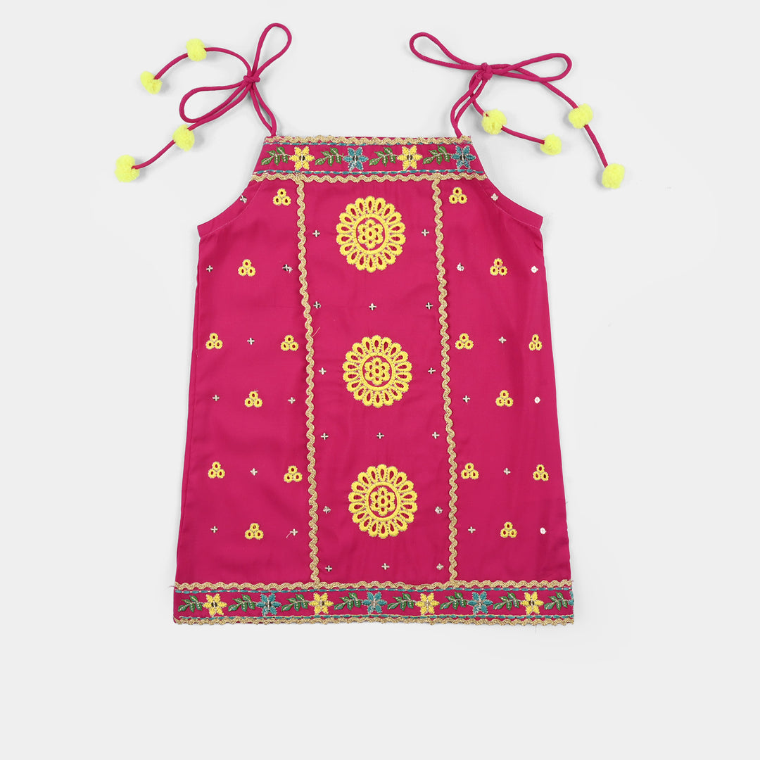 Infant Girls Raw Silk 2-Piece Set (Mah-E-Rang) - Shocking Pink