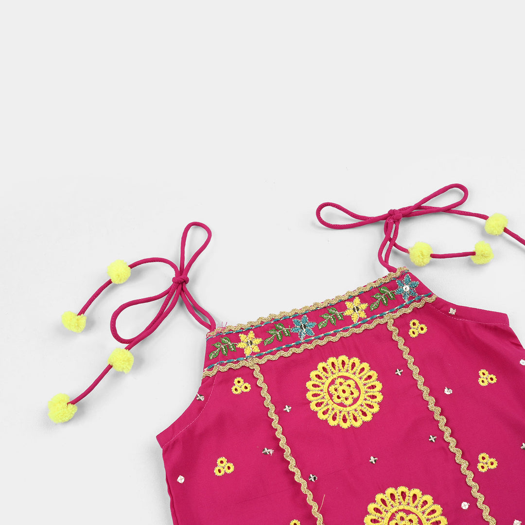 Infant Girls Raw Silk 2-Piece Set (Mah-E-Rang) - Shocking Pink