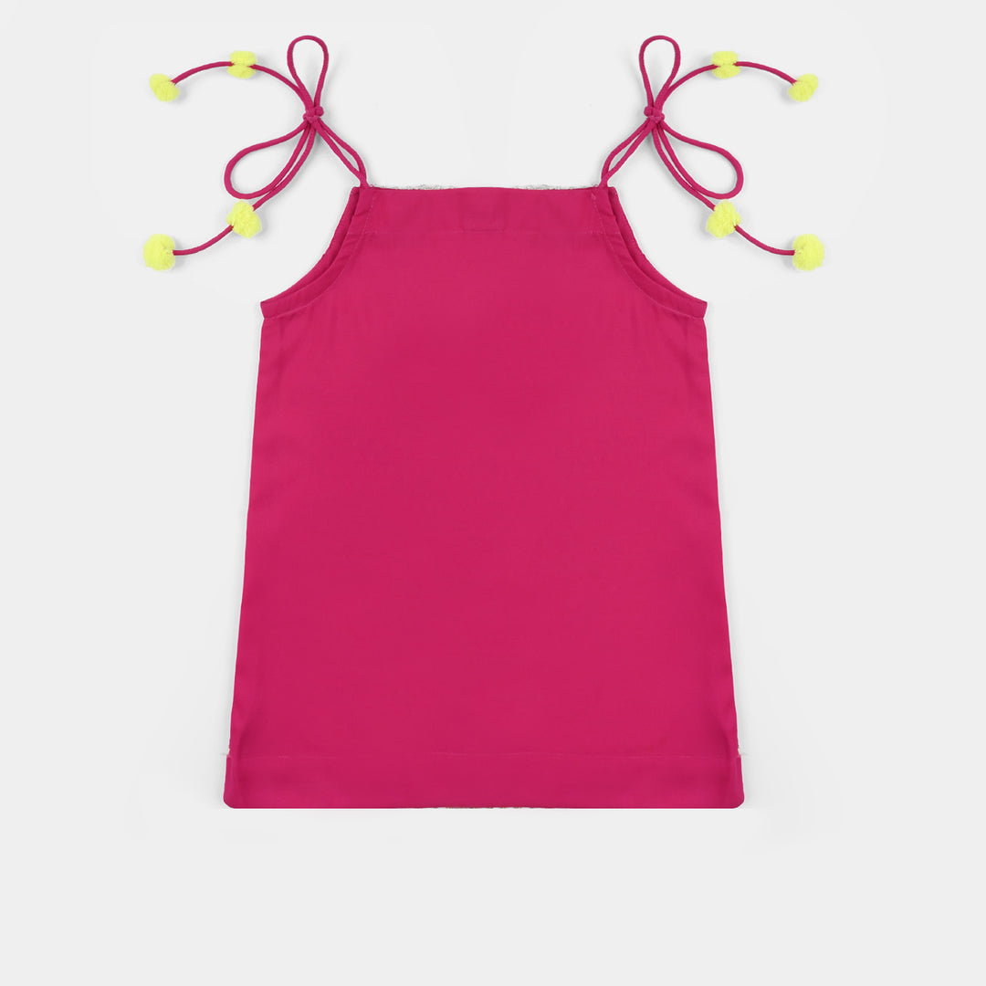 Infant Girls Raw Silk 2-Piece Set (Mah-E-Rang) - Shocking Pink