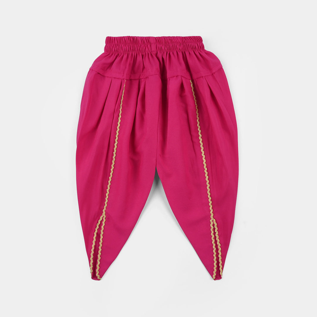 Infant Girls Raw Silk 2-Piece Set (Mah-E-Rang) - Shocking Pink