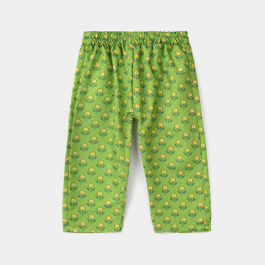 Infant Girls Jacquard Printed 2-Pcs Suit - Dhani Green